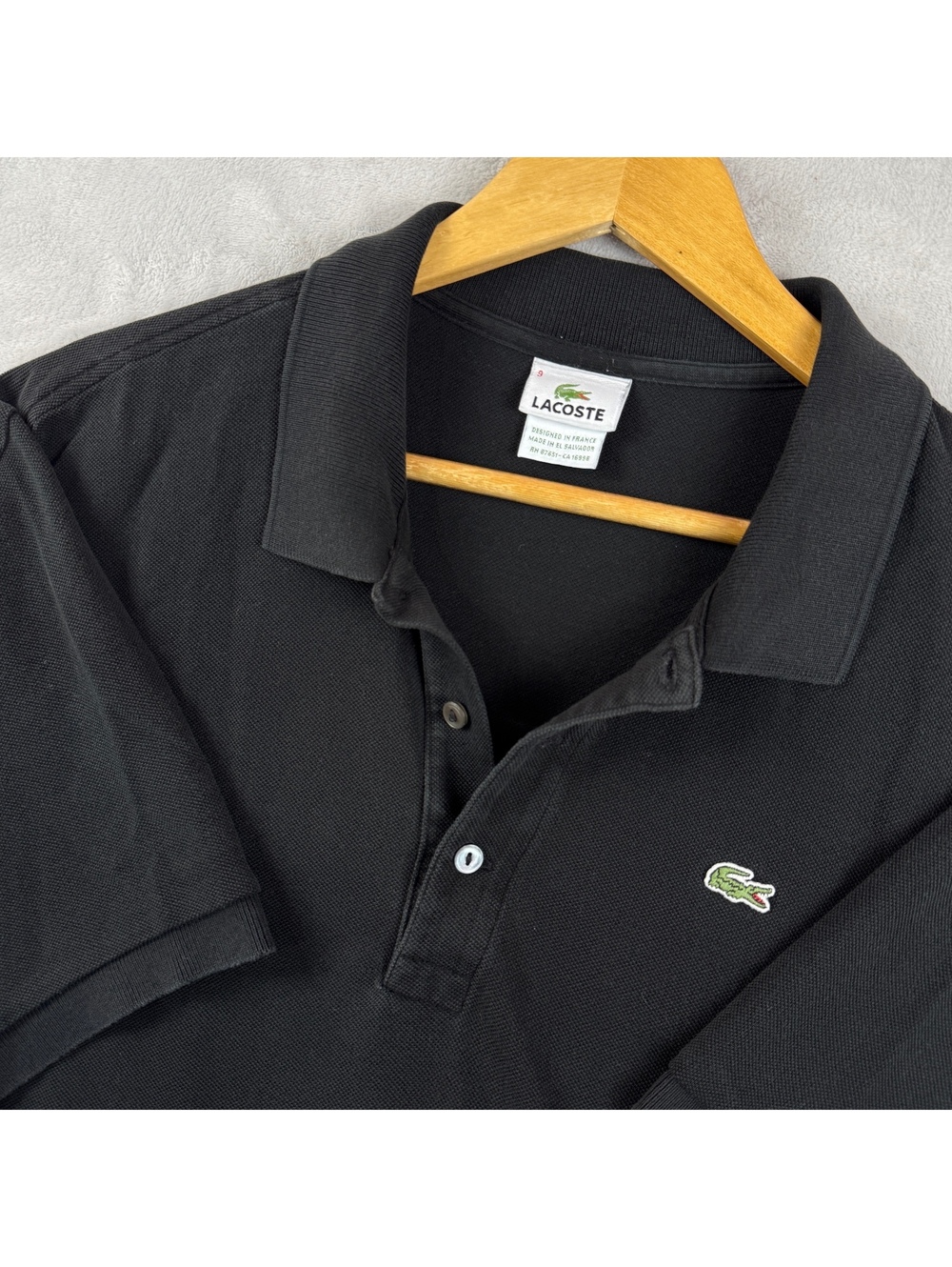 Lacoste Men’s Size 9 Black Short Sleeve Polo Shirt Classic Crocodile Logo Preppy